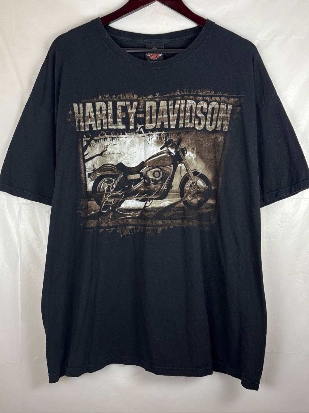 Harley-Davidson Men’s XXL Black Motorcycle Graphic Tee USA Flag Boston MA